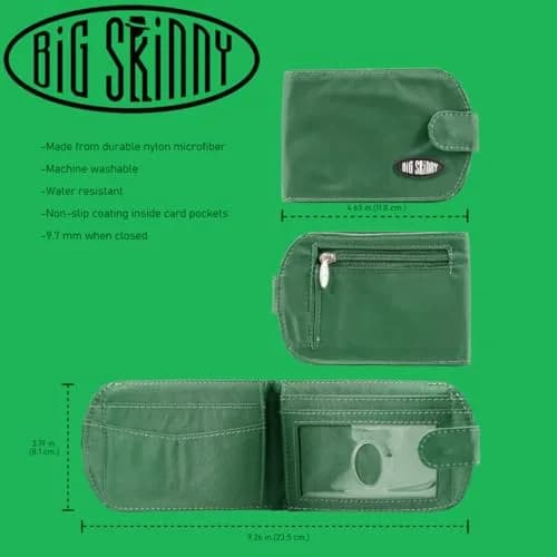 Big Skinny Taxicat Bi-Fold Slim Wallet Verdant Green | Holds Up to 25 Cards, Water Resistant, Lightweight thumbnail 5