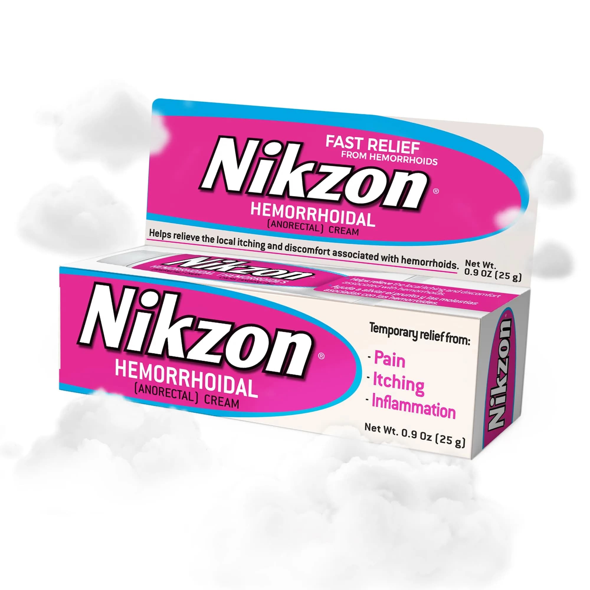 Nikzon Hemorrhoid Cream, 0.9 Oz | Fast Pain & Swelling Relief, Double Effect, USA Import — Pink