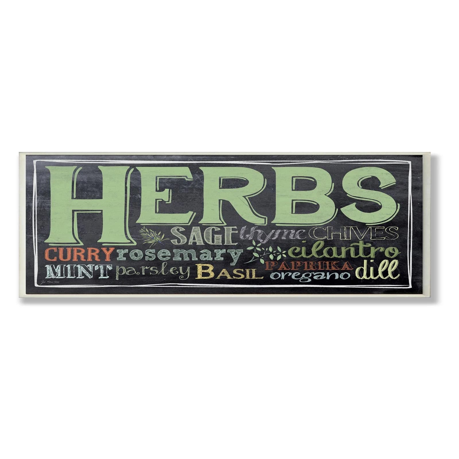 Stupell Industries Herbs Chalkboard Kitchen Wall Plaque 17"L x 7"W | Farmhouse Herb Typography