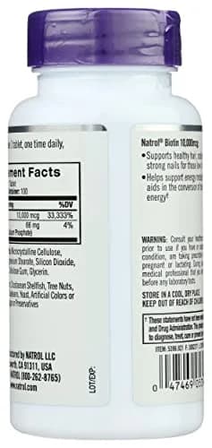 Natrol Biotin Max 10000 Mcg | Supports Hair, Skin & Nails | Vegetarian Tablets thumbnail 2