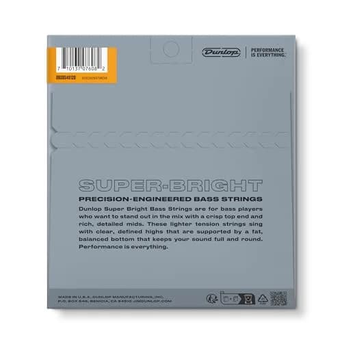 Jim Dunlop Super Bright Stainless Steel Bass Strings 40-120 | 5-String Set | 0.15 kg (0.33 lb) thumbnail 7
