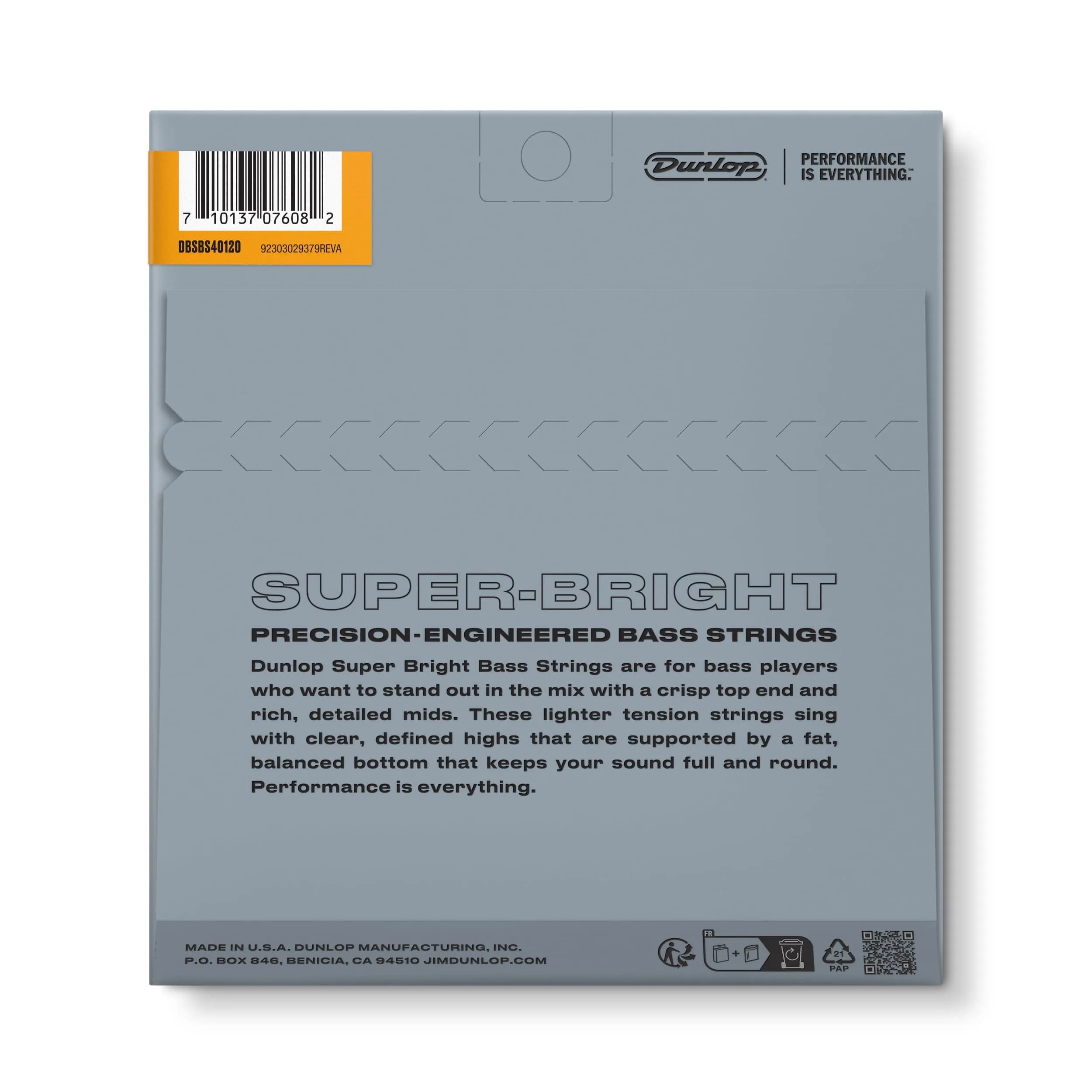 Jim Dunlop Super Bright Stainless Steel Bass Strings 40-120 | 5-String Set | 0.15 kg (0.33 lb) - view 7