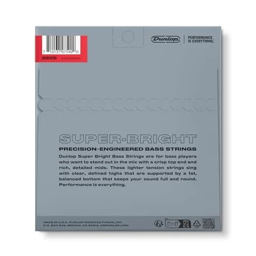 Jim Dunlop Super Bright Stainless Steel Bass Strings 45-105 Gauge | Assertive Groove with Cutting Highs thumbnail 7