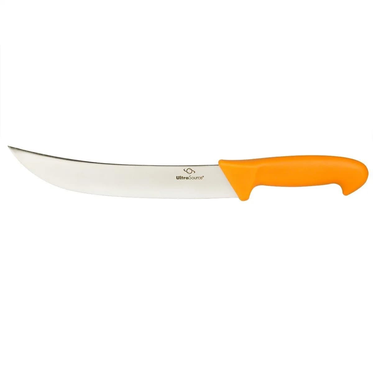 ULTRASOURCE 10" Cimeter Butcher Knife with Poly Handle | Heavy-Duty Meat Cutting Tool — Orange