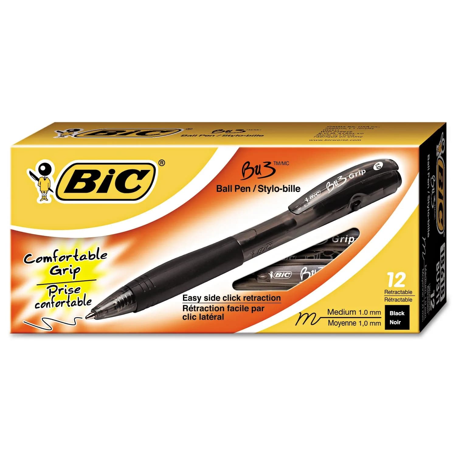 BIC Retractable Ballpoint Pen, Bold, 1.0mm | Comfortable Grip & Sleek Design