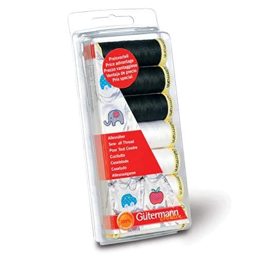 Gutermann Sew-All Thread Set: Black & White | All-Purpose Polyester Sewing Thread in 7 x 100m thumbnail 1
