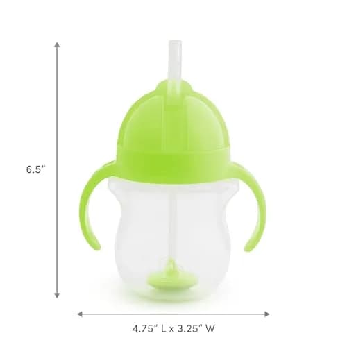 Munchkin Any Angle Sippy Cup for Toddlers, Spill Proof Weighted Straw Cup with Transition Handles for Babies 6 Months and Up, 200ml (7 Ounce), Green | BPA-Free & Easy-Clean thumbnail 6