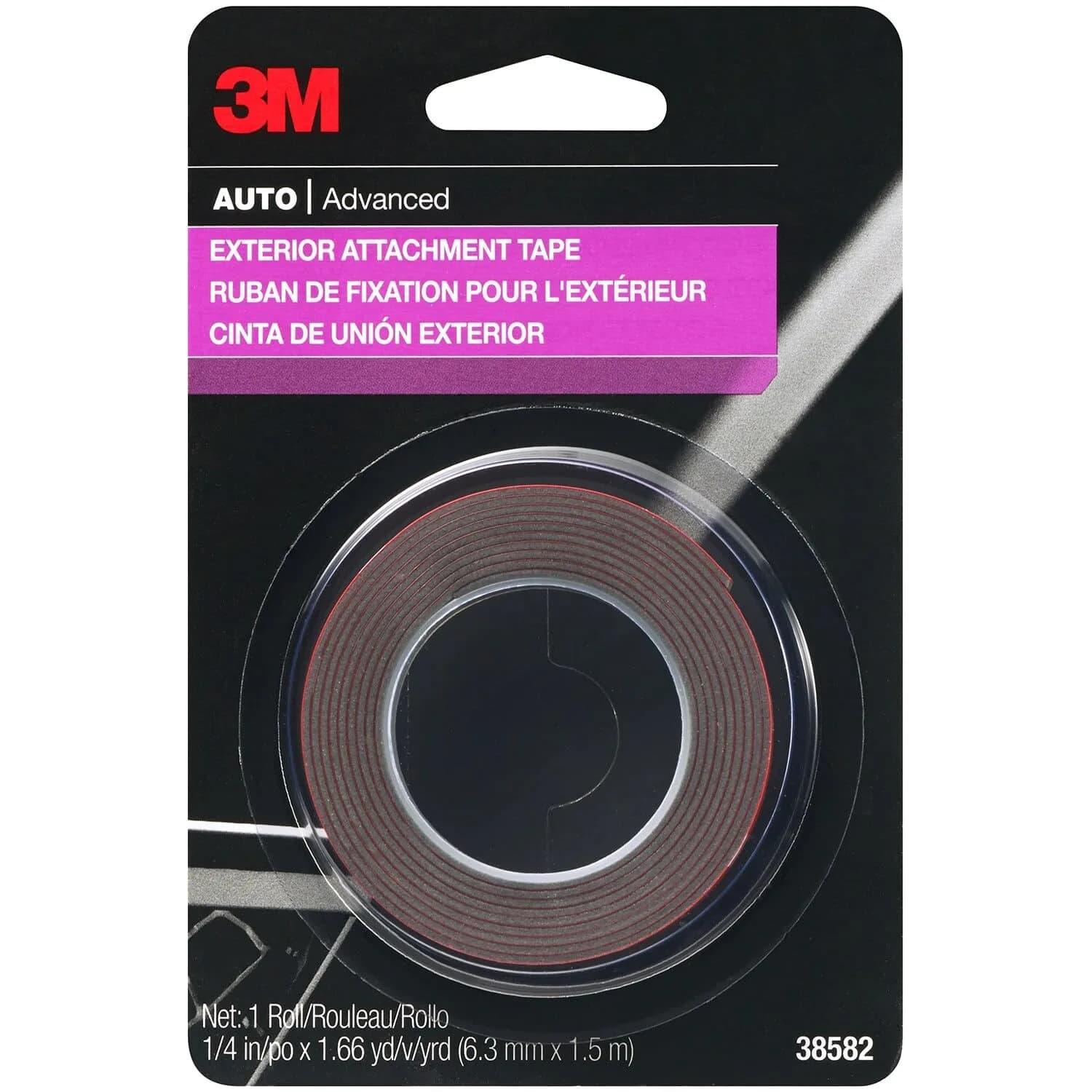 3M Auto Exterior Attachment Tape, 1/4 in x 5 ft | Heavy Duty Double-Sided Automotive Tape for Car Trim & Badges — 1/4 in. x 5 ft.