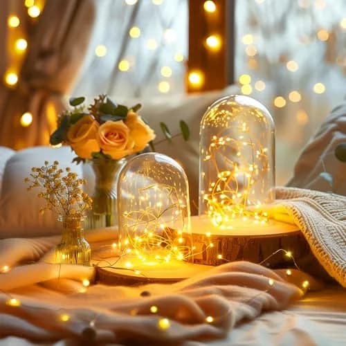 Minetom Warm White LED String Lights 33ft (10m) | 100 LEDs, IP44 Waterproof, Flexible Copper Wire thumbnail 5