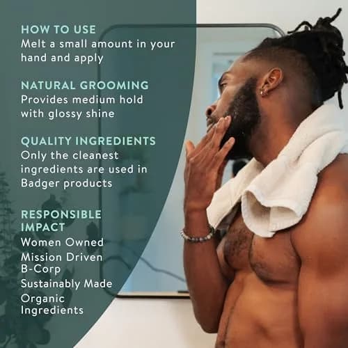 Badger Organic Mustache & Beard Wax Medium Hold 21.3ml (0.75 oz) | Natural Styling for Men thumbnail 5