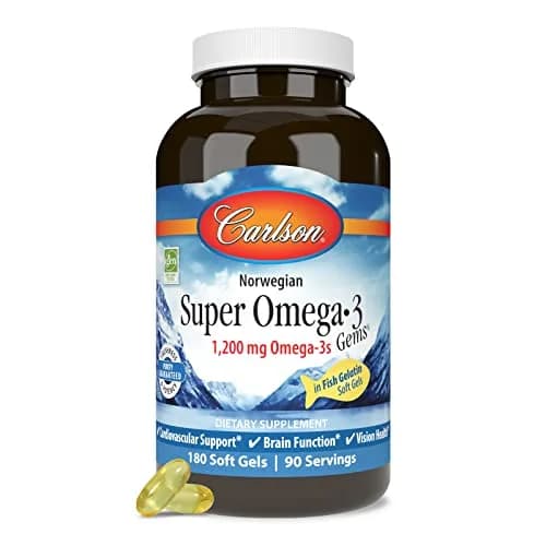 Carlson Super Omega-3 Gems, Pescatarian, 180 Softgels | 1200 mg Omega-3s EPA & DHA, Wild Caught Norwegian Fish Oil thumbnail 5
