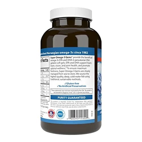 Carlson Super Omega-3 Gems, Pescatarian, 180 Softgels | 1200 mg Omega-3s EPA & DHA, Wild Caught Norwegian Fish Oil thumbnail 3