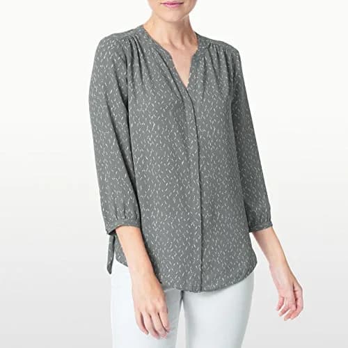 NYDJ Women’s Three-Quarter Sleeve Pintuck Blouse | Classic Lightweight Top thumbnail 5
