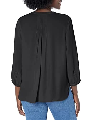 NYDJ Women’s Three-Quarter Sleeve Pintuck Blouse | Classic Lightweight Top thumbnail 2
