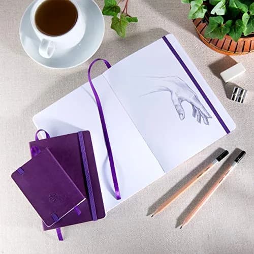 Pentalic 3" x 4" Pocket Sketchbook Traveler Journal, 160 Pages, Purple | Acid-Free Recycled Paper thumbnail 5