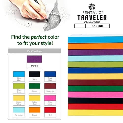 Pentalic 3" x 4" Pocket Sketchbook Traveler Journal, 160 Pages, Purple | Acid-Free Recycled Paper thumbnail 7