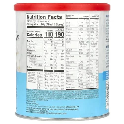 SlimFast Meal Replacement Powder French Vanilla 12.83oz | Clinically Proven Weight Loss Shake thumbnail 2