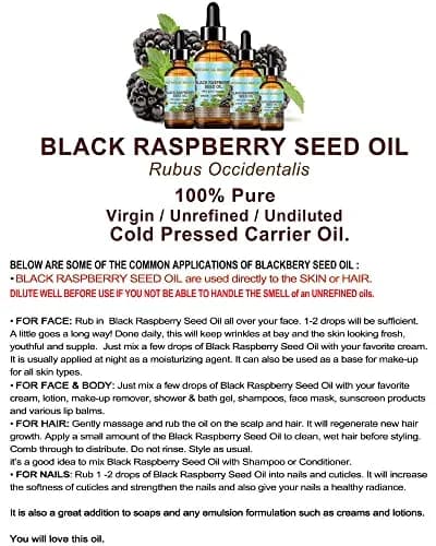 Botanical Beauty Black Raspberry Seed Oil 30 ml | Pure, Cold Pressed, Natural Moisturizer for Face, Skin, Hair thumbnail 8