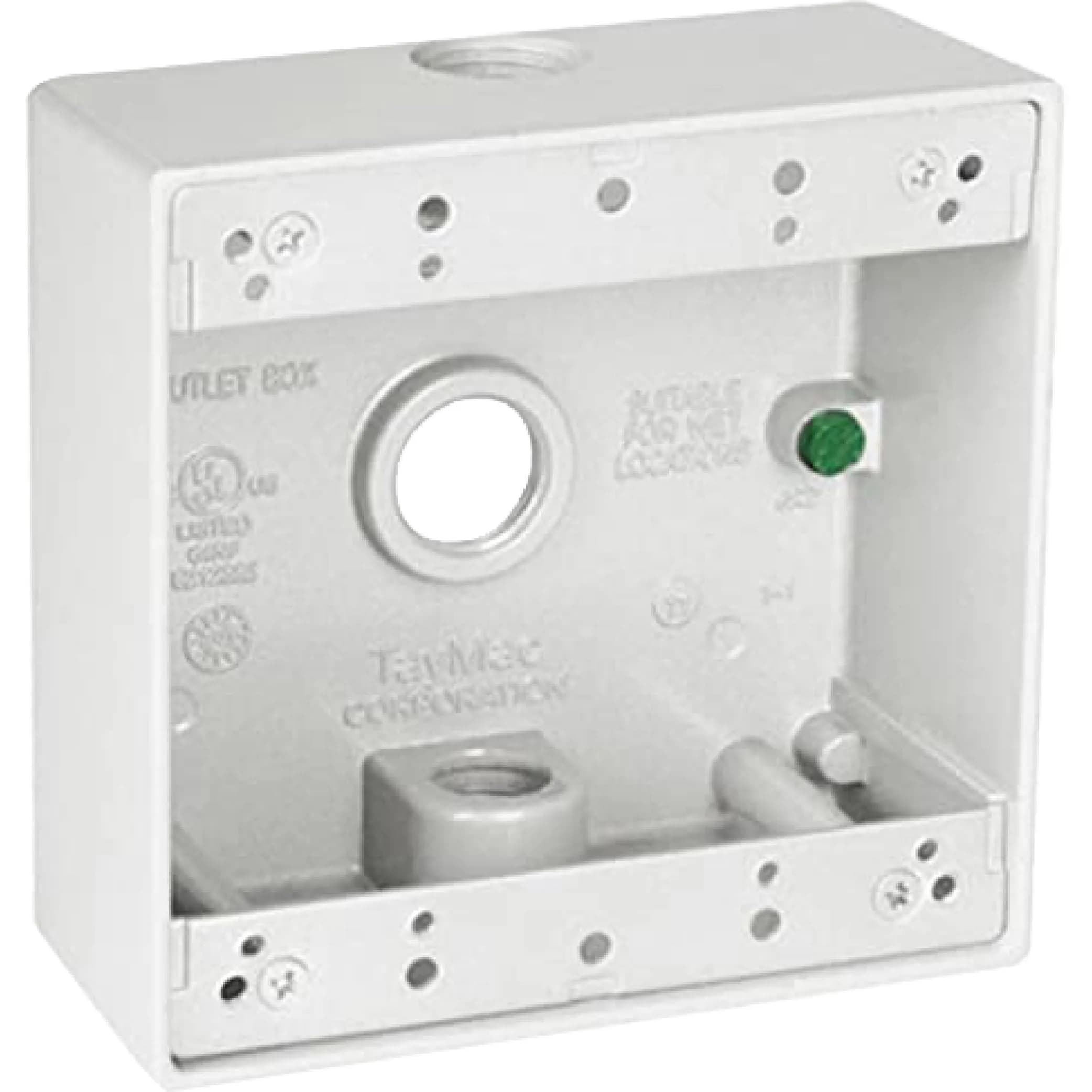 TayMac DB375WH 2-Gang Weatherproof Box 11.8cm (4.63in) White | Seamless Die Cast Metal Construction - main product image