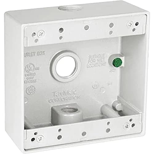 TayMac DB375WH 2-Gang Weatherproof Box 11.8cm (4.63in) White | Seamless Die Cast Metal Construction thumbnail 1