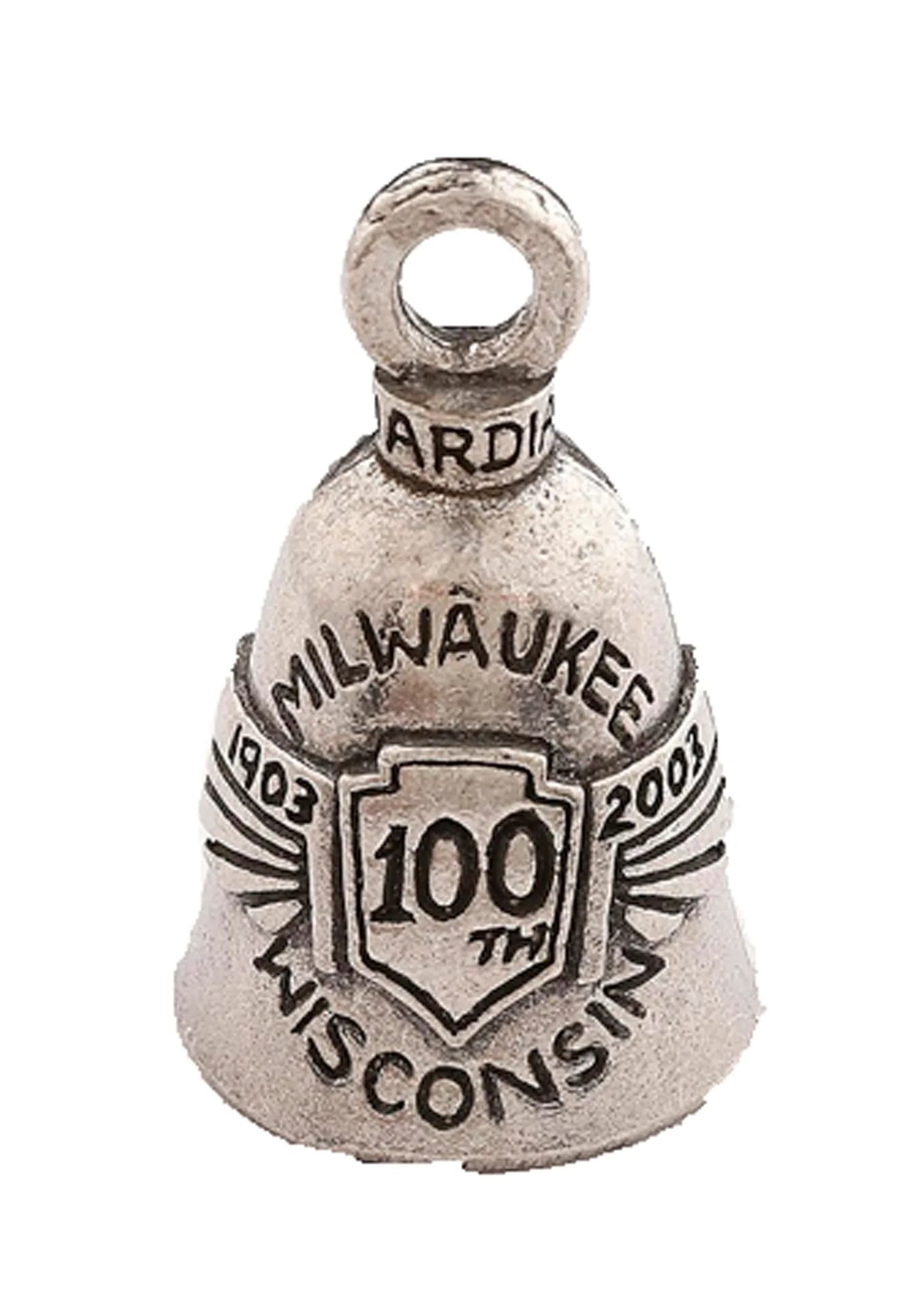 Guardian Bell 100th Anniversary Silver Charm 3.81 cm (1.5 Inch) | Good Luck Charm for Motorcycles, Backpacks, Keychains — Silver