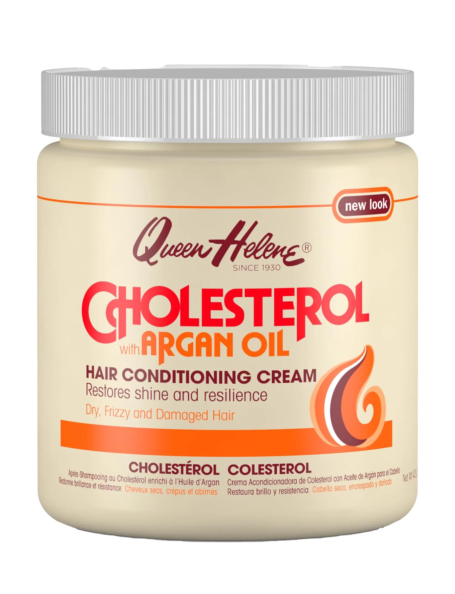 Queen Helene Cholesterol Hair Conditioning Creme with Argan Oil 443ml (15 oz) | Deep Repair for Dry, Brittle Hair — With Argan Oil