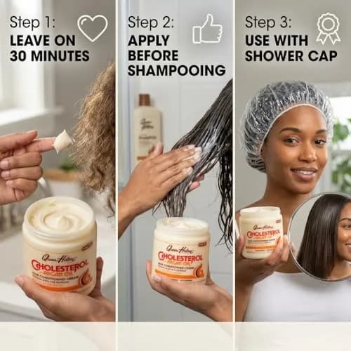 Queen Helene Cholesterol Hair Conditioning Creme with Argan Oil 443ml (15 oz) | Deep Repair for Dry, Brittle Hair thumbnail 5