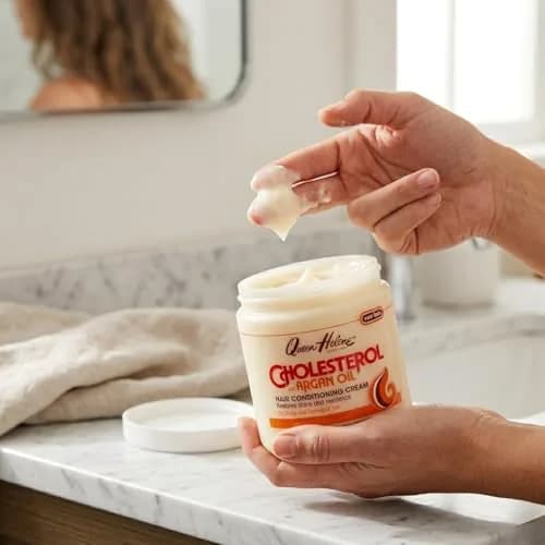 Queen Helene Cholesterol Hair Conditioning Creme with Argan Oil 443ml (15 oz) | Deep Repair for Dry, Brittle Hair thumbnail 6