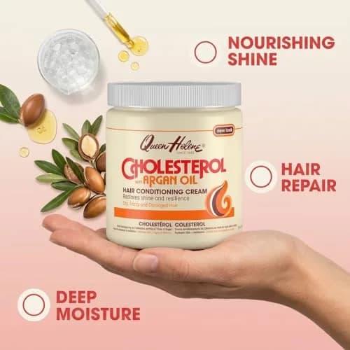 Queen Helene Cholesterol Hair Conditioning Creme with Argan Oil 443ml (15 oz) | Deep Repair for Dry, Brittle Hair thumbnail 2