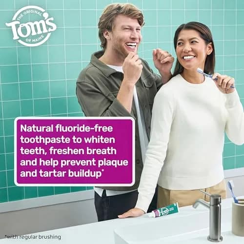 Tom's of Maine Antiplaque and Whitening Toothpaste, Peppermint, 2 x 156g (5.5 oz) | Fluoride-Free Natural Whitening thumbnail 4