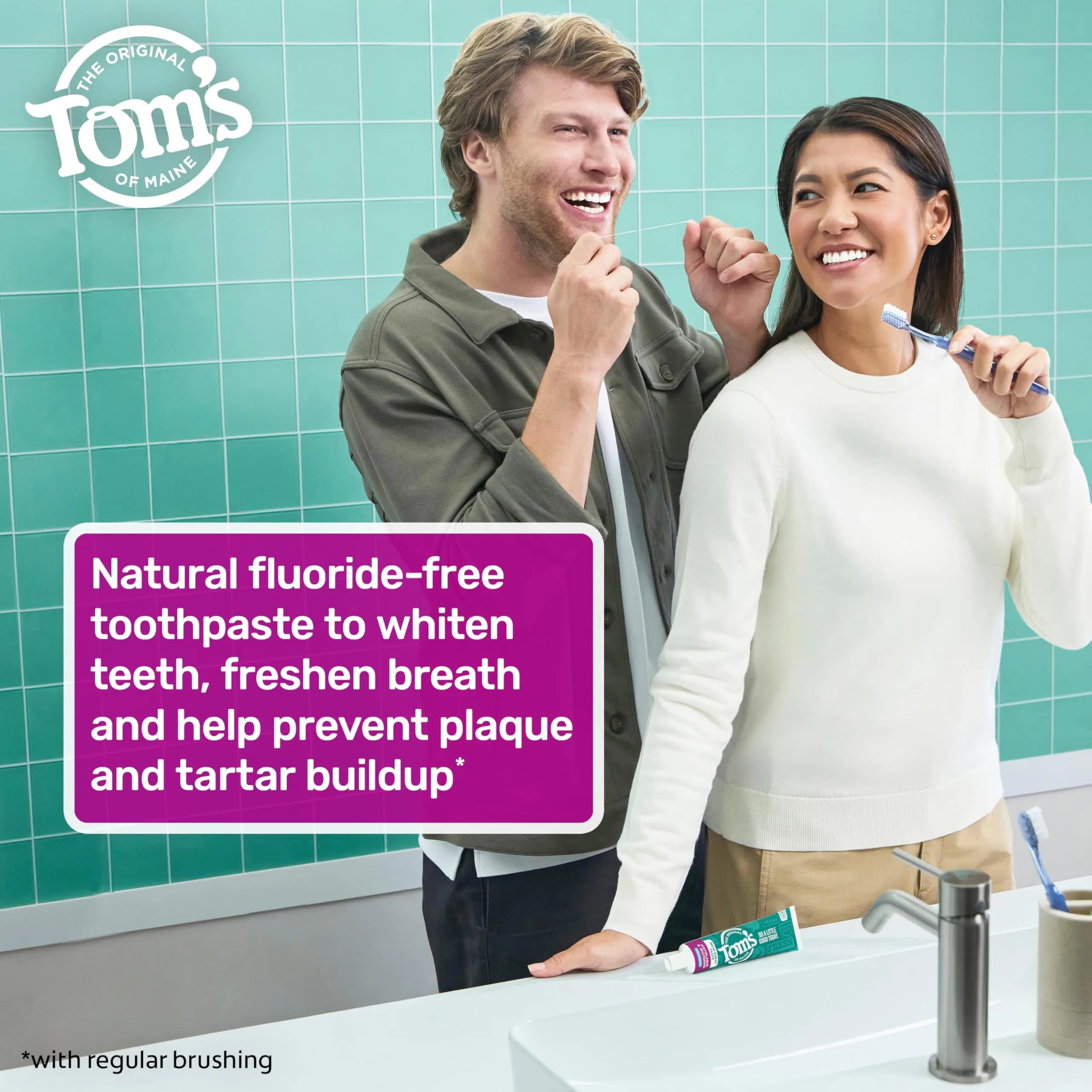 Tom's of Maine Antiplaque and Whitening Toothpaste, Peppermint, 2 x 156g (5.5 oz) | Fluoride-Free Natural Whitening - view 4