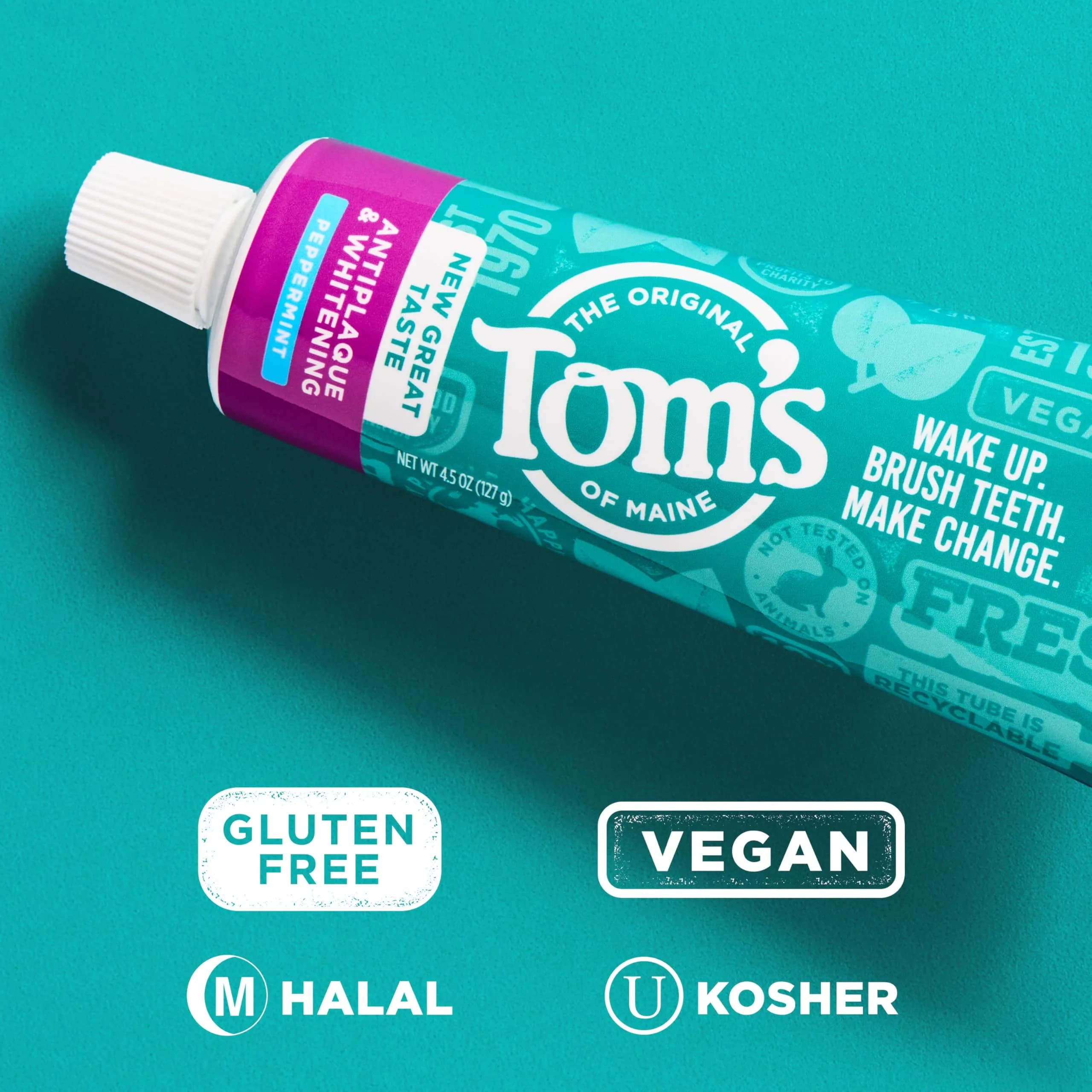 Tom's of Maine Antiplaque and Whitening Toothpaste, Peppermint, 2 x 156g (5.5 oz) | Fluoride-Free Natural Whitening - view 7