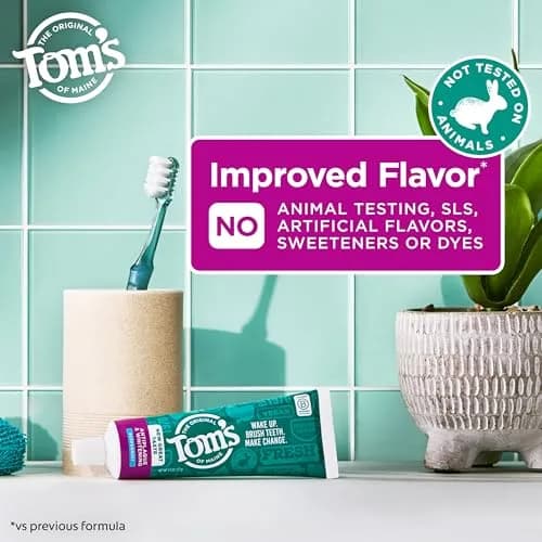 Tom's of Maine Antiplaque and Whitening Toothpaste, Peppermint, 2 x 156g (5.5 oz) | Fluoride-Free Natural Whitening thumbnail 2