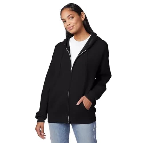 Hanes Men's Ecosmart Fleece Full-Zip Hoodie | Medium (380g), Black thumbnail 4