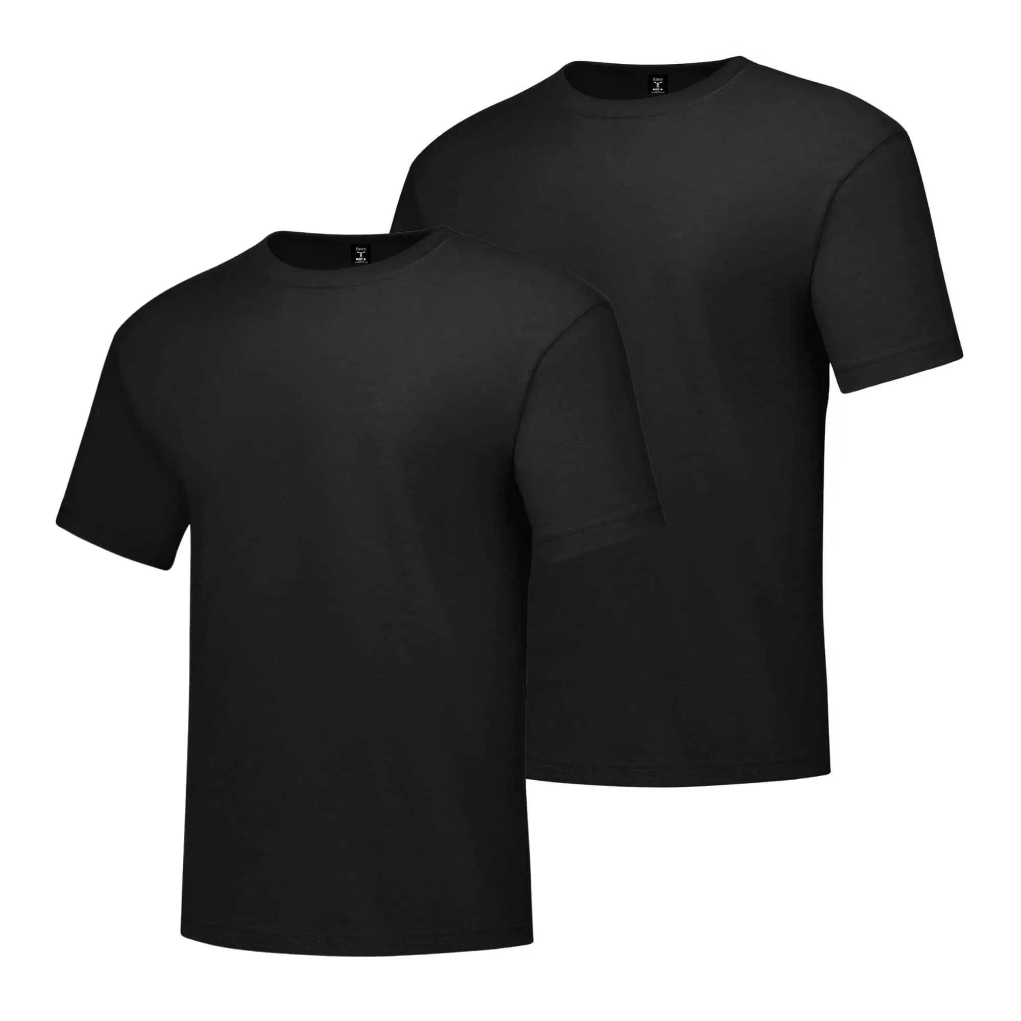 Hanes Men's Short Sleeve Beefy-T (Pack of 2), Black, X-Large | Heavyweight Cotton T-Shirt for Men