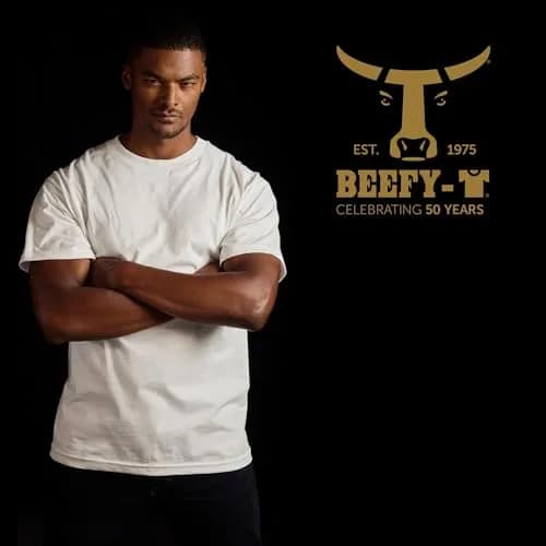 Hanes Men's Short Sleeve Beefy-T (Pack of 2), Black, X-Large | Heavyweight Cotton T-Shirt for Men thumbnail 3