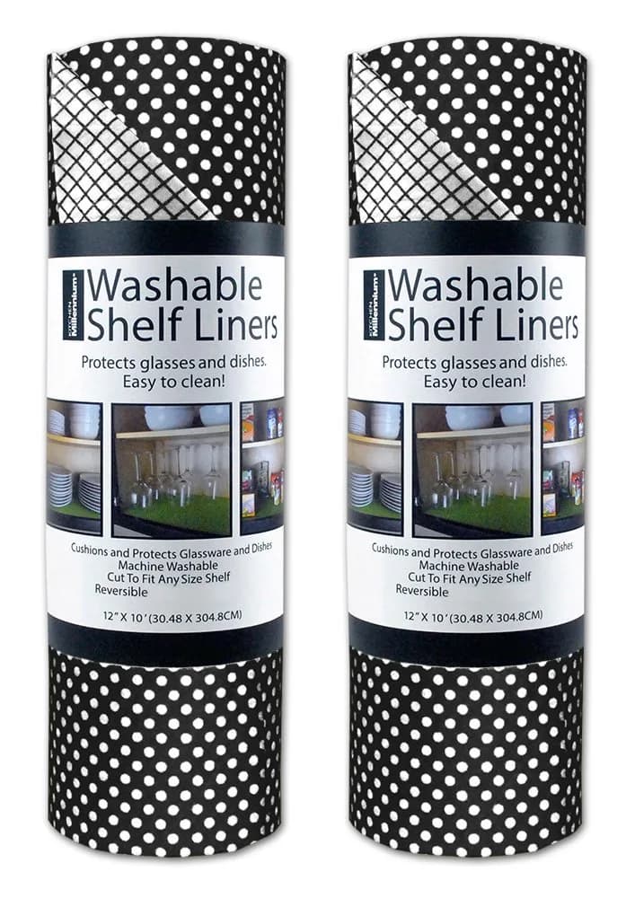 DII Shelf & Fridge Liner Collection Non-Adhesive 12x20 in Black Dots | Washable & Cut to Fit — Black Dots