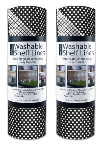 DII Shelf & Fridge Liner Collection Non-Adhesive 12x20 in Black Dots | Washable & Cut to Fit thumbnail 1