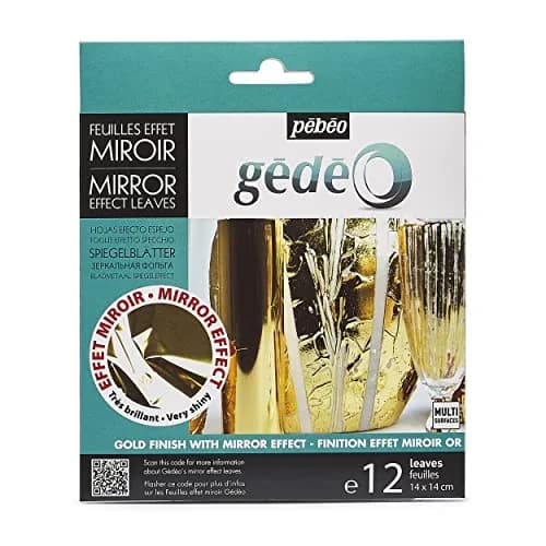 PEBEO Gédéo Mirror Effect Gold Leaves Adhesive Sheet - 12 Sheets, 5 ½ x 5 ½ Inches | Gold Leaf for Art & Decor thumbnail 1
