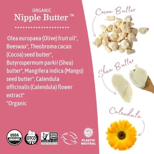 Earth Mama Organic Nipple Butter™ | 2 fl oz (59 ml) Nipple Cream for Breastfeeding | Lanolin-Free, Hospital-Chosen thumbnail 6