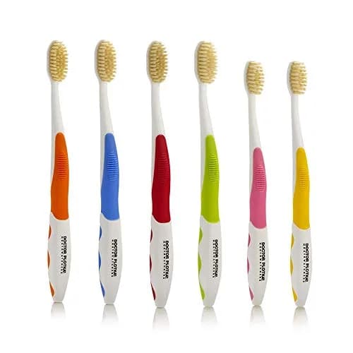 MOUTHWATCHERS Soft Flossing Manual Toothbrush, Family Pack, 4 Adult 2 Kids | Dual-Layered Bristles for Deep Clean thumbnail 1
