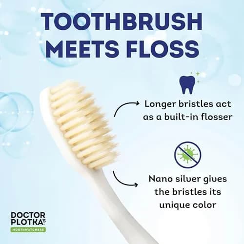 MOUTHWATCHERS Soft Flossing Manual Toothbrush, Family Pack, 4 Adult 2 Kids | Dual-Layered Bristles for Deep Clean thumbnail 2