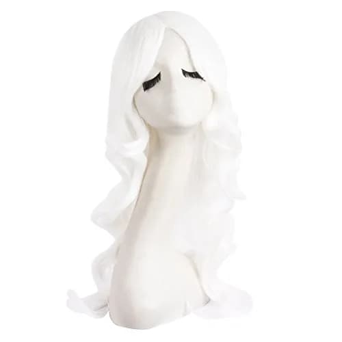 MapofBeauty White Long Wavy Side Bangs Cosplay Wig 60 cm (24 Inch) | Heat Resistant Synthetic Fiber thumbnail 1