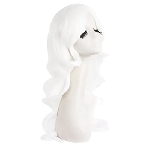 MapofBeauty White Long Wavy Side Bangs Cosplay Wig 60 cm (24 Inch) | Heat Resistant Synthetic Fiber thumbnail 2
