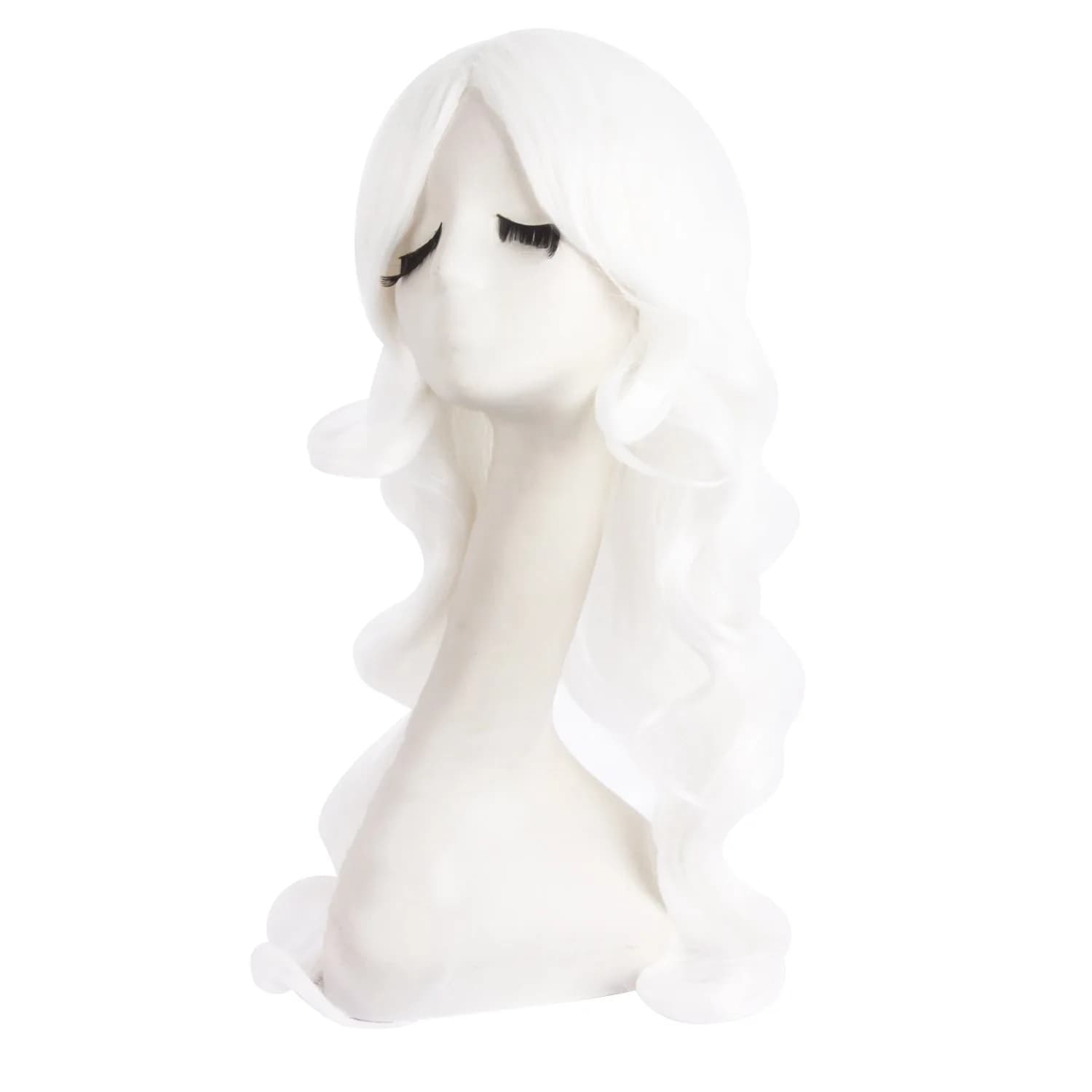 MapofBeauty White Long Wavy Side Bangs Cosplay Wig 60 cm (24 Inch) | Heat Resistant Synthetic Fiber - view 3