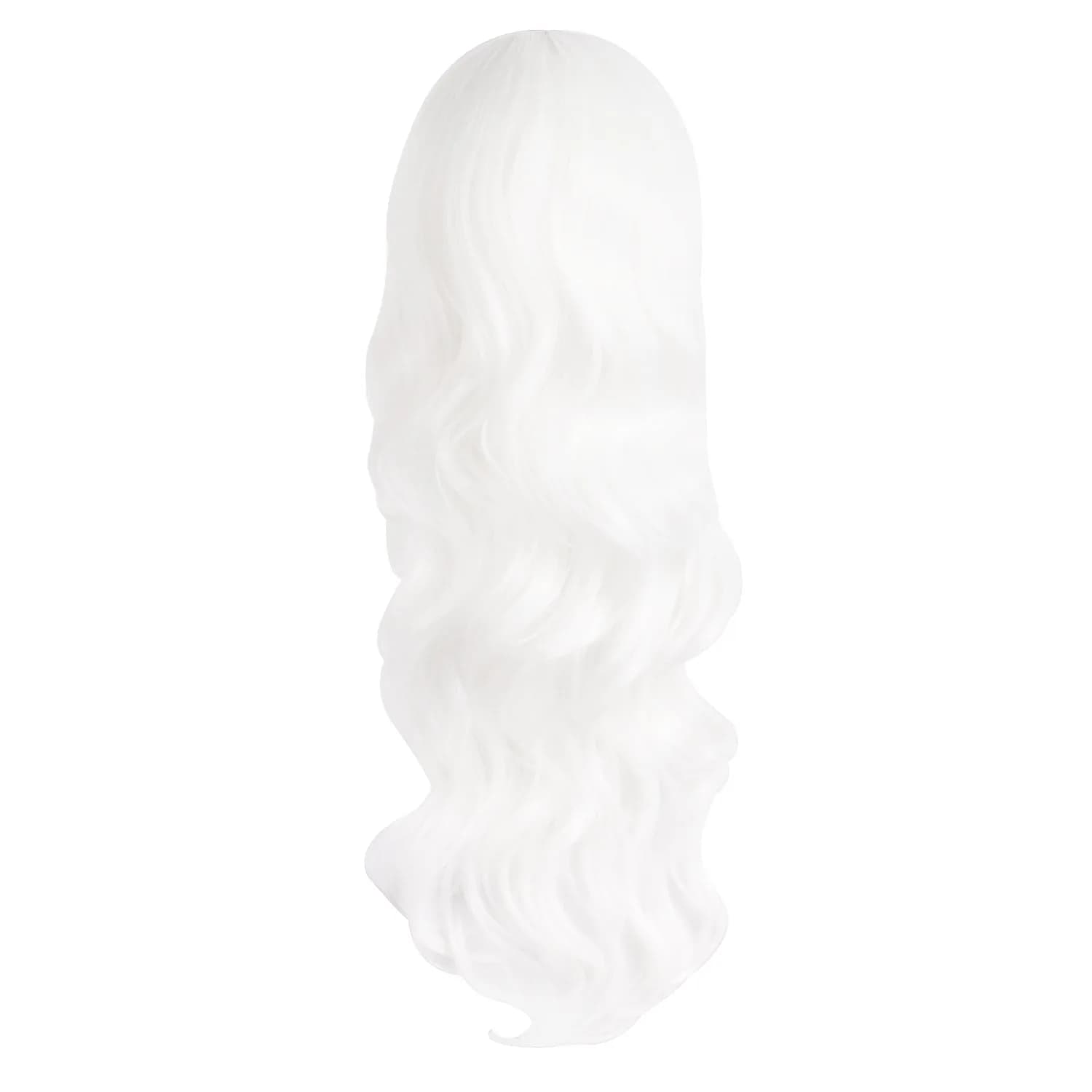 MapofBeauty White Long Wavy Side Bangs Cosplay Wig 60 cm (24 Inch) | Heat Resistant Synthetic Fiber - view 4