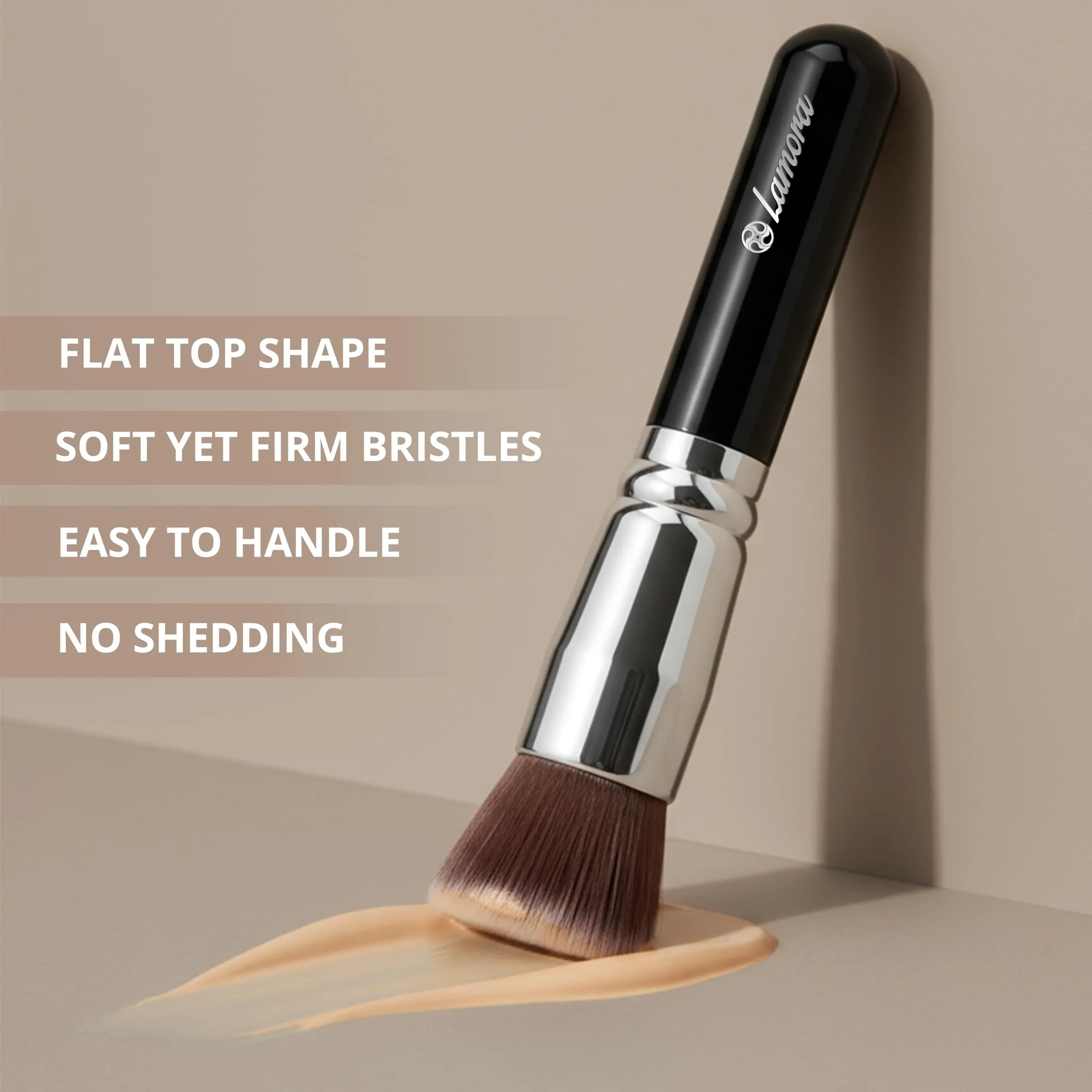 Lamora Flat Top Kabuki Foundation Brush - Black | Dense Synthetic Bristles for Flawless Makeup Application - view 5