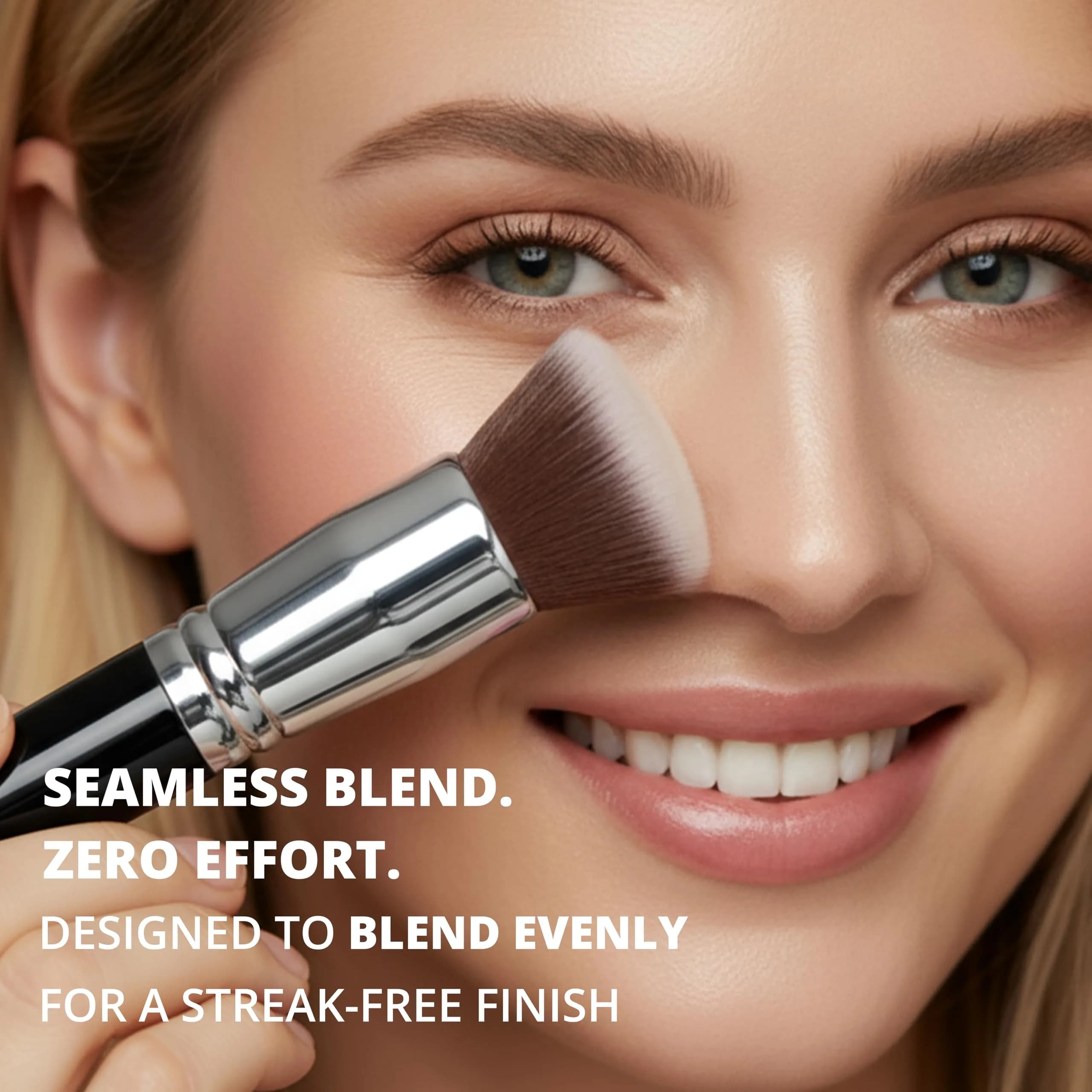 Lamora Flat Top Kabuki Foundation Brush - Black | Dense Synthetic Bristles for Flawless Makeup Application - view 6