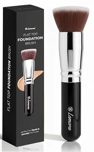 Lamora Flat Top Kabuki Foundation Brush - Black | Dense Synthetic Bristles for Flawless Makeup Application thumbnail 1