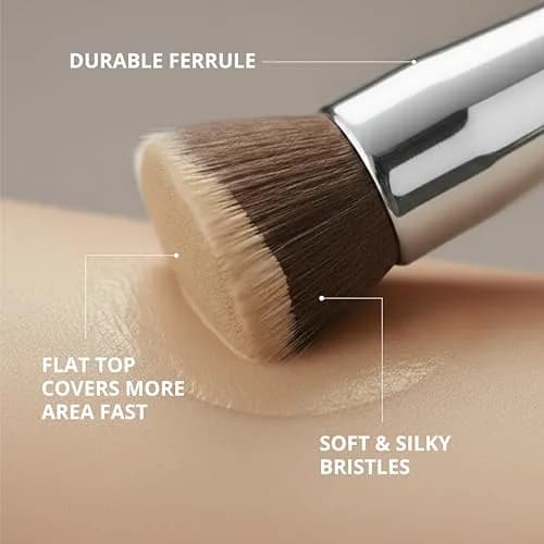 Lamora Flat Top Kabuki Foundation Brush - Black | Dense Synthetic Bristles for Flawless Makeup Application thumbnail 7